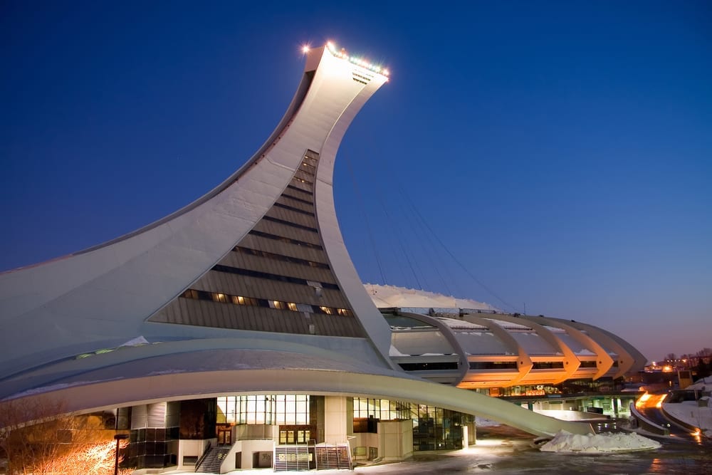 Canada_Night image of the north side of the Montreal Olympic Stadium