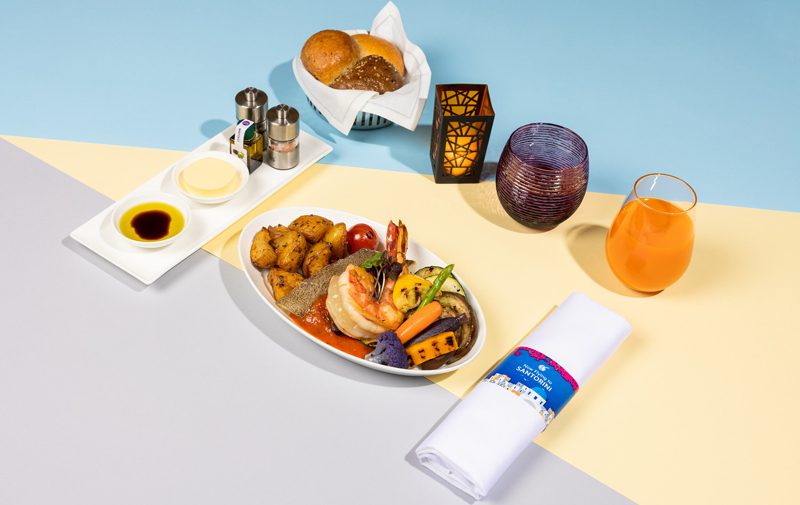 Culinária grega em voo da Qatar Airways